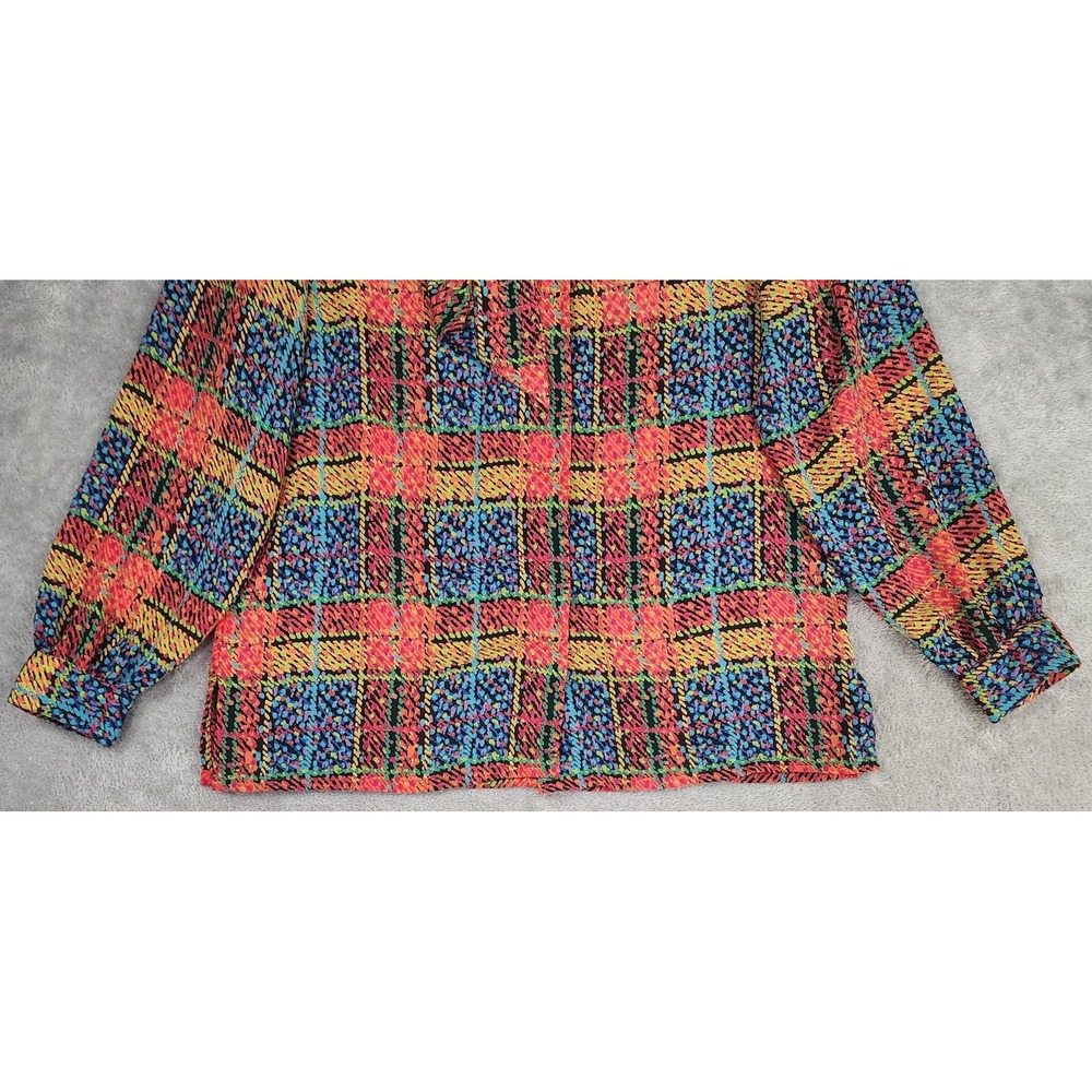 La Chine Classic Shirt Womens 12 Multicolor Geometric Print Blouse 90s Vintage - Picture 7 of 11